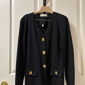 St. John Black Blazer with Gold Buttons